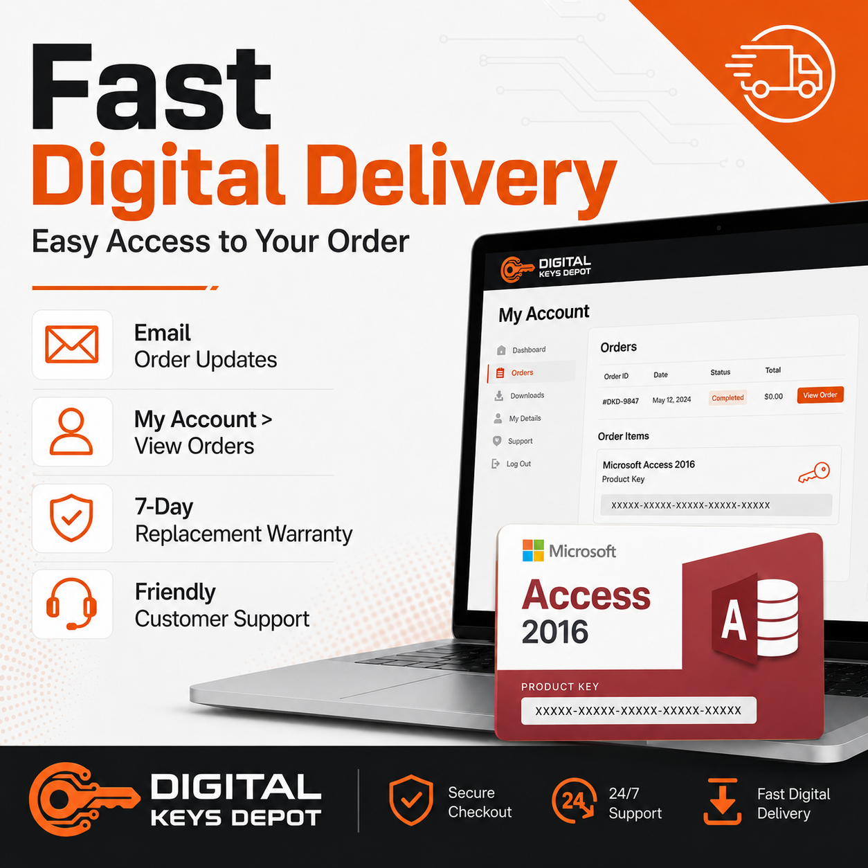Microsoft Access 2016 digital delivery and 7-day replacement warranty