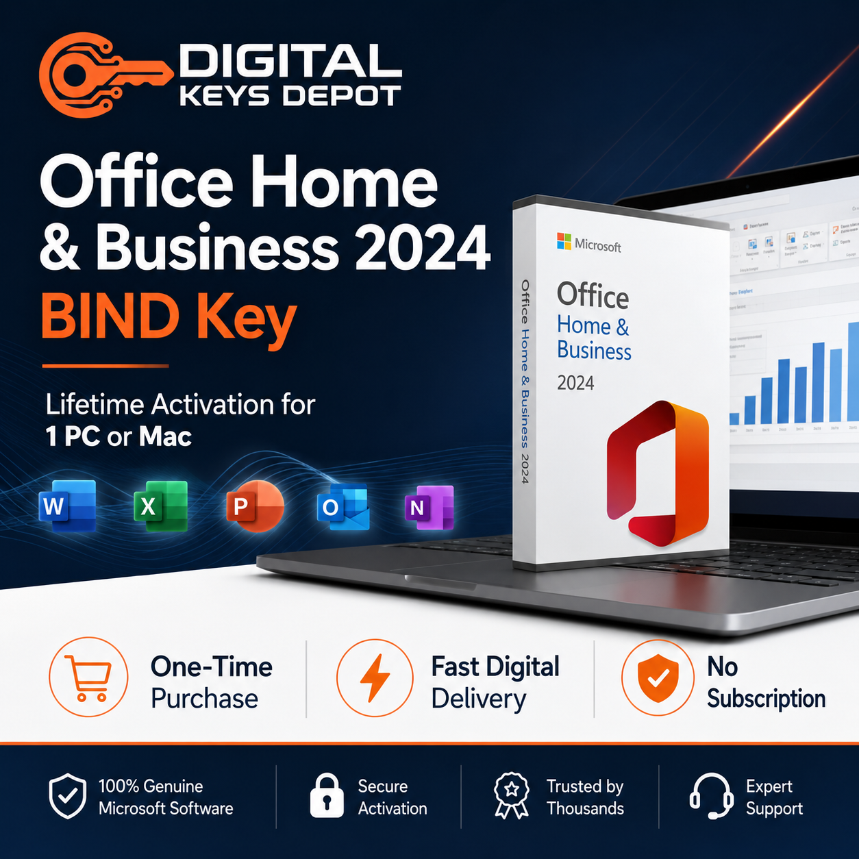 Microsoft Office Home & Business 2024 BIND Key – Lifetime License for 1 PC or Mac