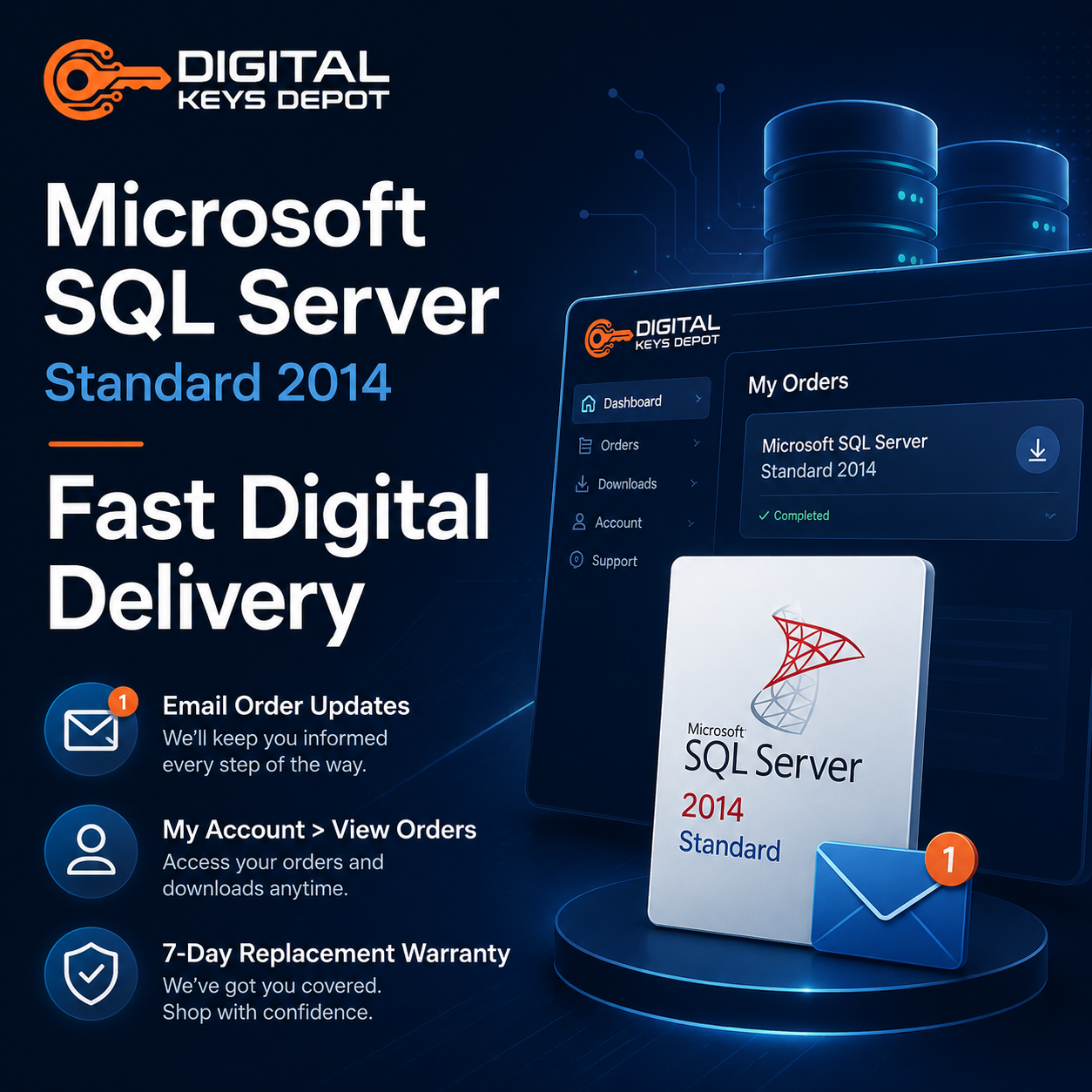 Microsoft SQL Server Standard 2014 digital delivery and 7-day replacement warranty Microsoft SQL Server Standard 2014 digital delivery and 7-day replacement warranty