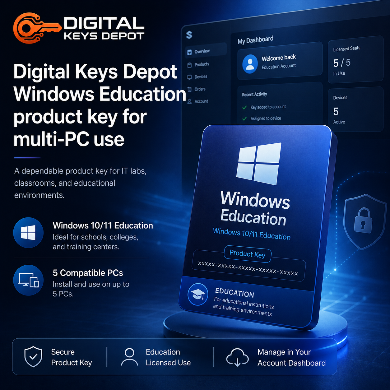 Digital Keys Depot Windows Education product key for multi-PC use