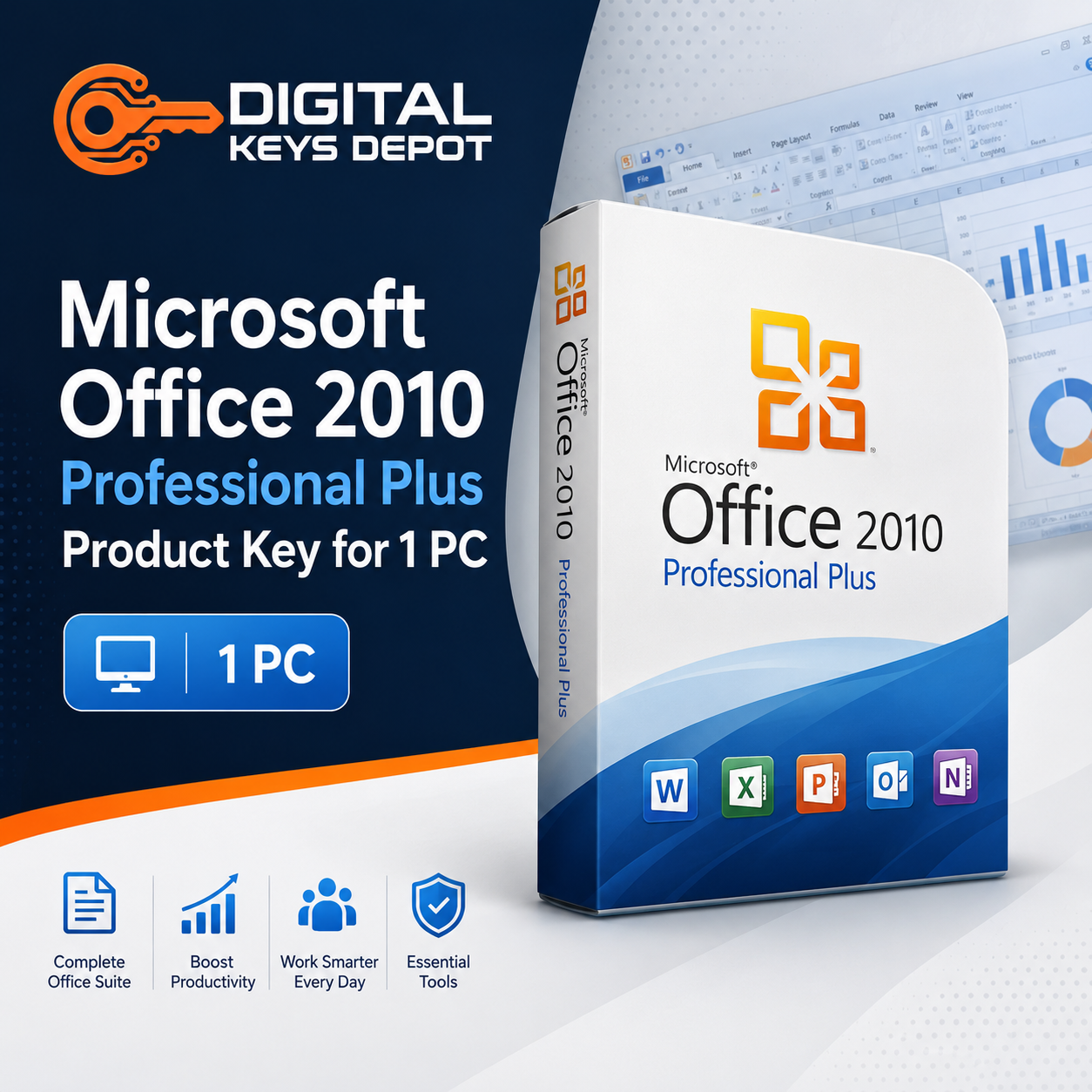 Microsoft Office 2010 Professional Plus Product Key for 1 PC