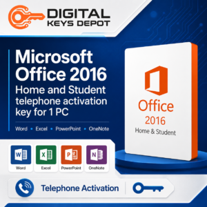 Microsoft Office 2016 Home and Student telephone activation key for 1 PC