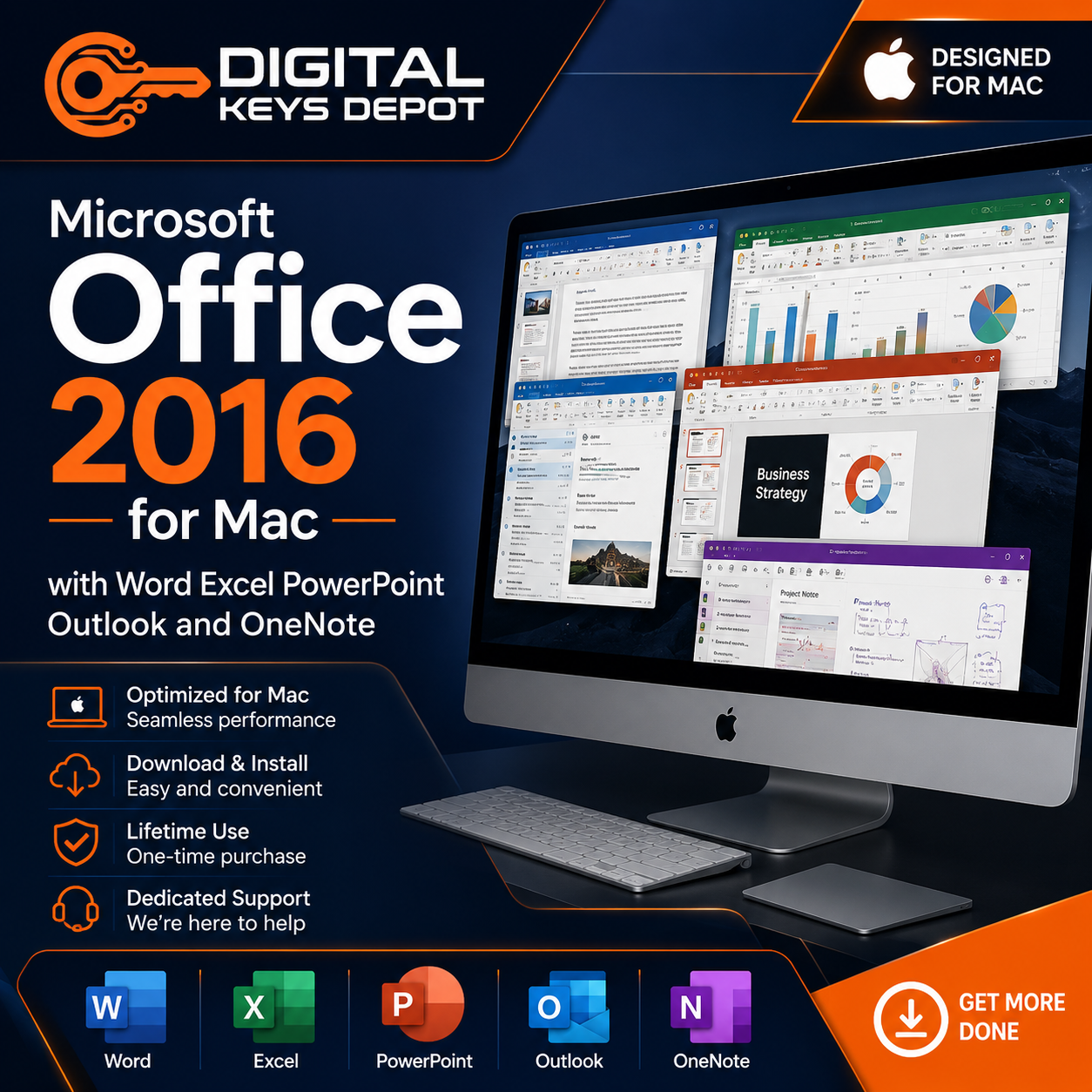 Microsoft Office 2016 for Mac with Word Excel PowerPoint Outlook and OneNote