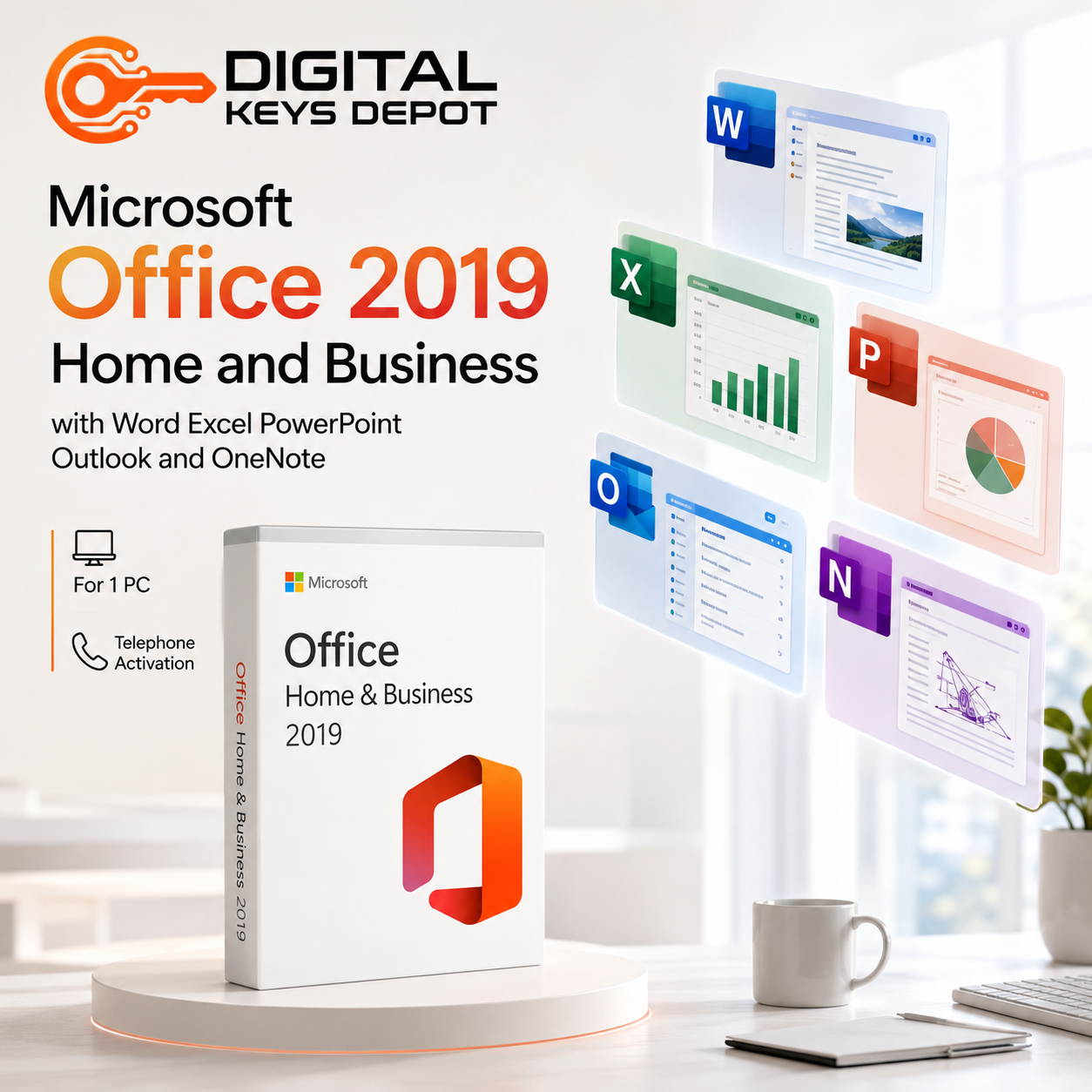 Microsoft Office 2019 Home and Business with Word Excel PowerPoint Outlook and OneNote