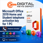 Microsoft Office 2019 Home and Student telephone activation key for 1 PC
