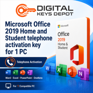 Microsoft Office 2019 Home and Student telephone activation key for 1 PC