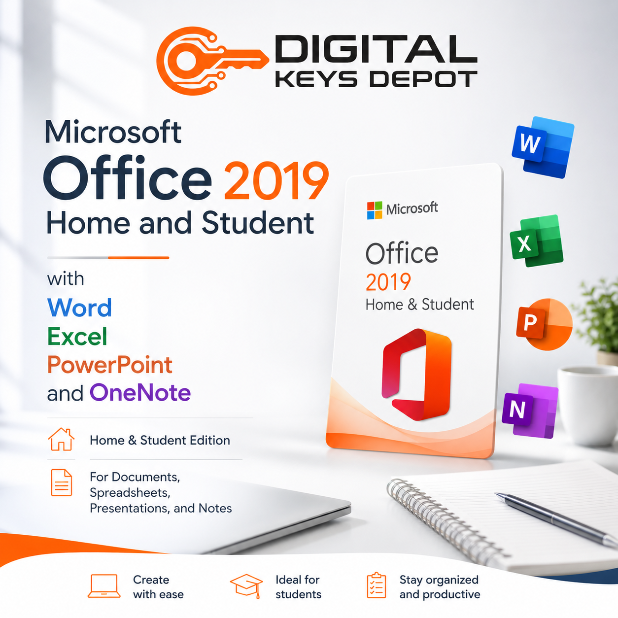 Microsoft Office 2019 Home and Student with Word Excel PowerPoint and OneNote