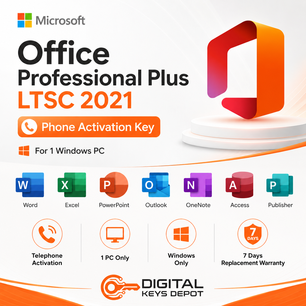 Microsoft Office Professional Plus LTSC 2021 Phone Activation Key for 1 Windows PC