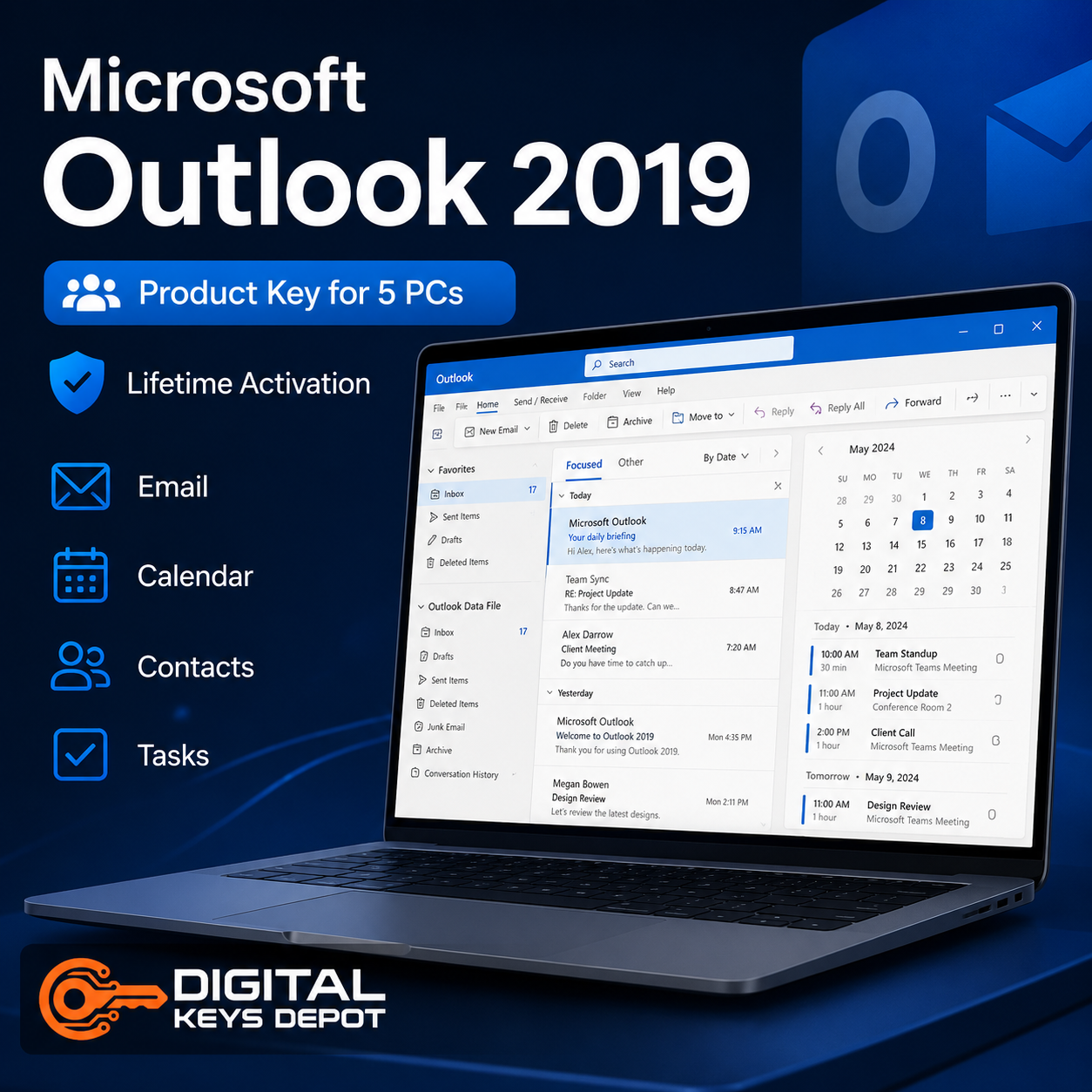 Microsoft Outlook 2019 Product Key for 5 Windows PCs