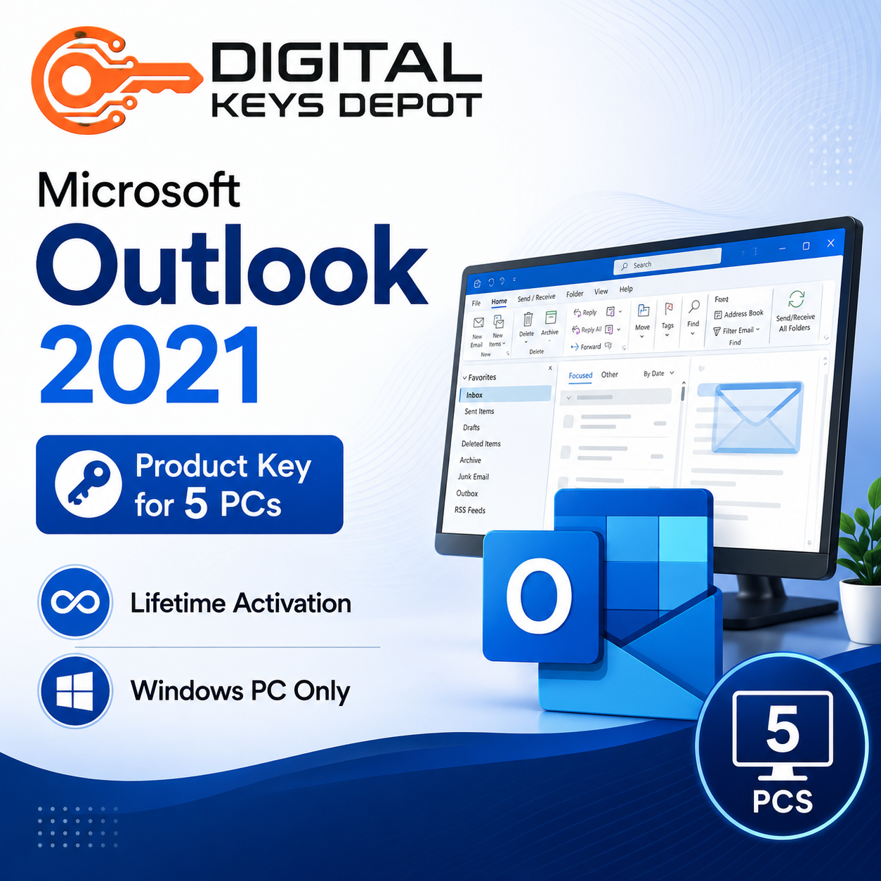Microsoft Outlook 2021 Product Key for 5 Windows PCs