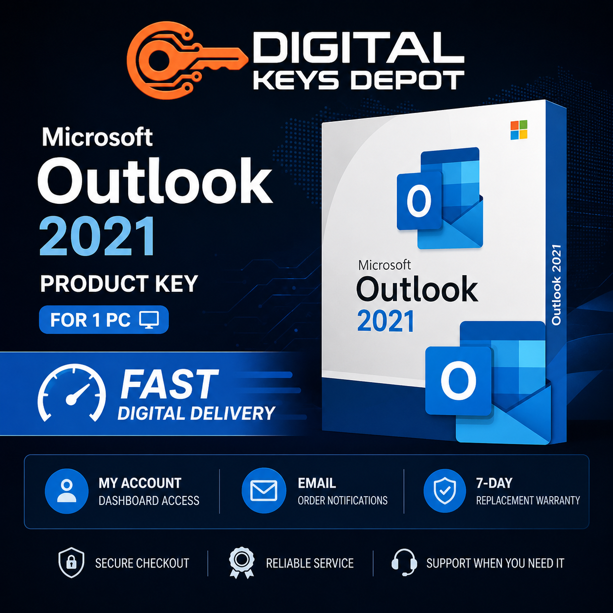 Microsoft Outlook 2021 for 1 PC digital delivery and 7-day replacement warranty