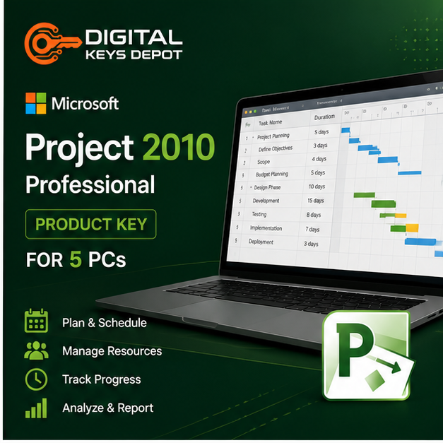 Microsoft Project 2010 Professional with Gantt chart interface for 5 PCs Microsoft Project 2010 Professional with Gantt chart interface for 5 PCs