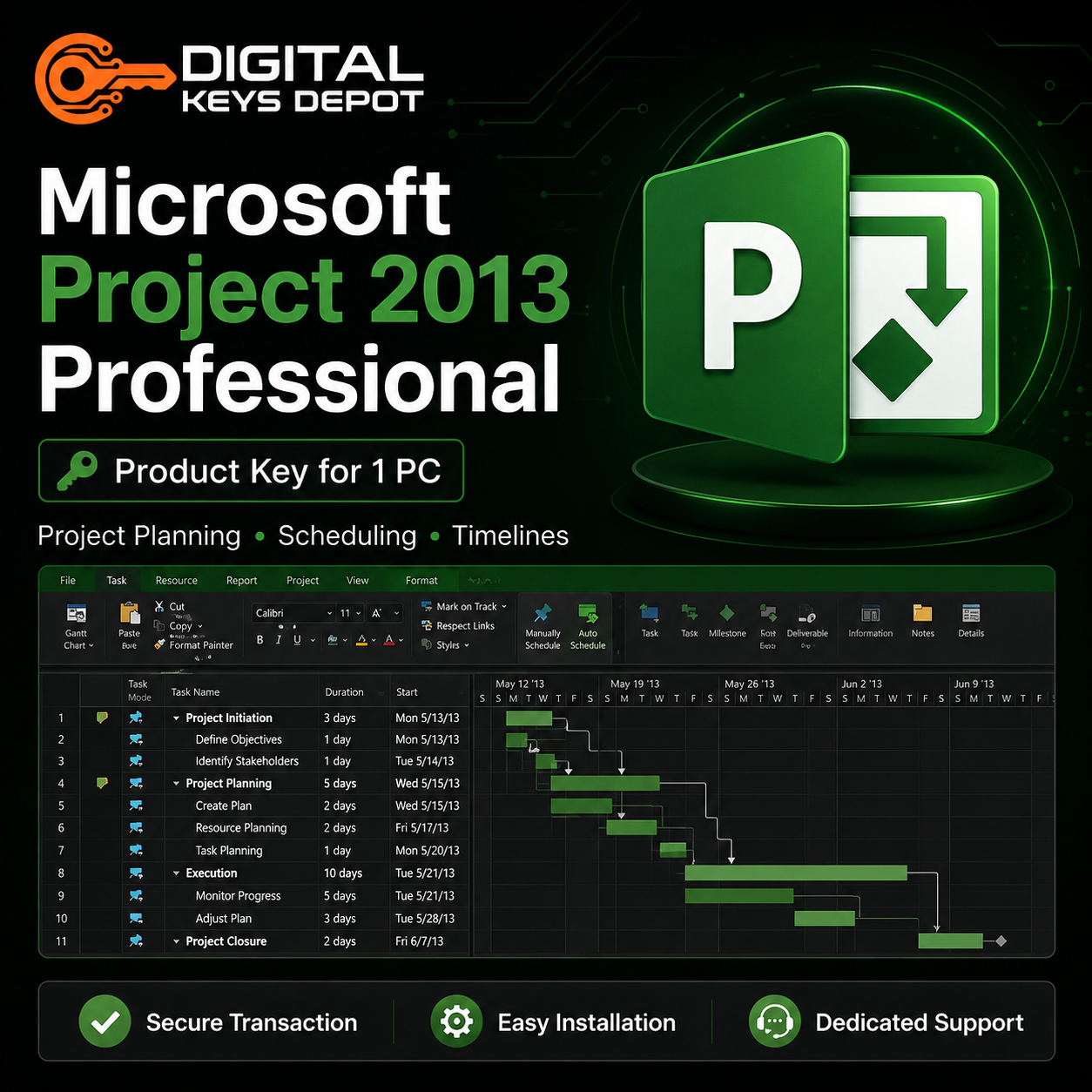 Microsoft Project 2013 Professional Product Key for 1 PC