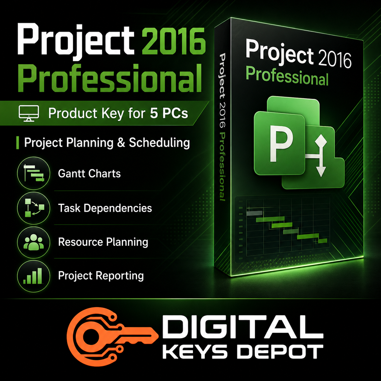 Microsoft Project 2016 Professional Product Key for 5 PCs