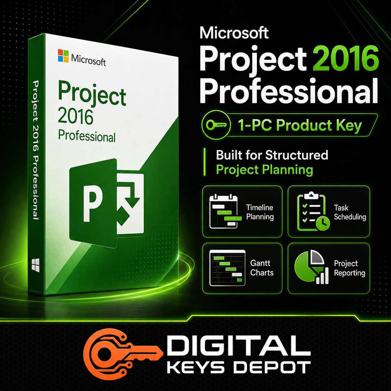 Microsoft Project 2016 Professional for baselines timelines and resource planning