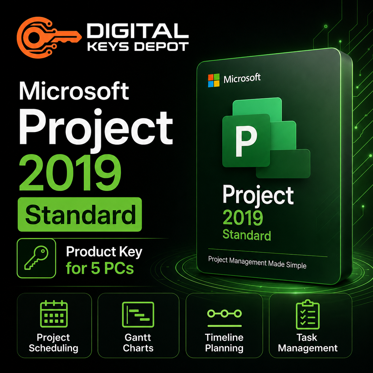 Microsoft Project 2019 Standard Product Key for 5 PCs