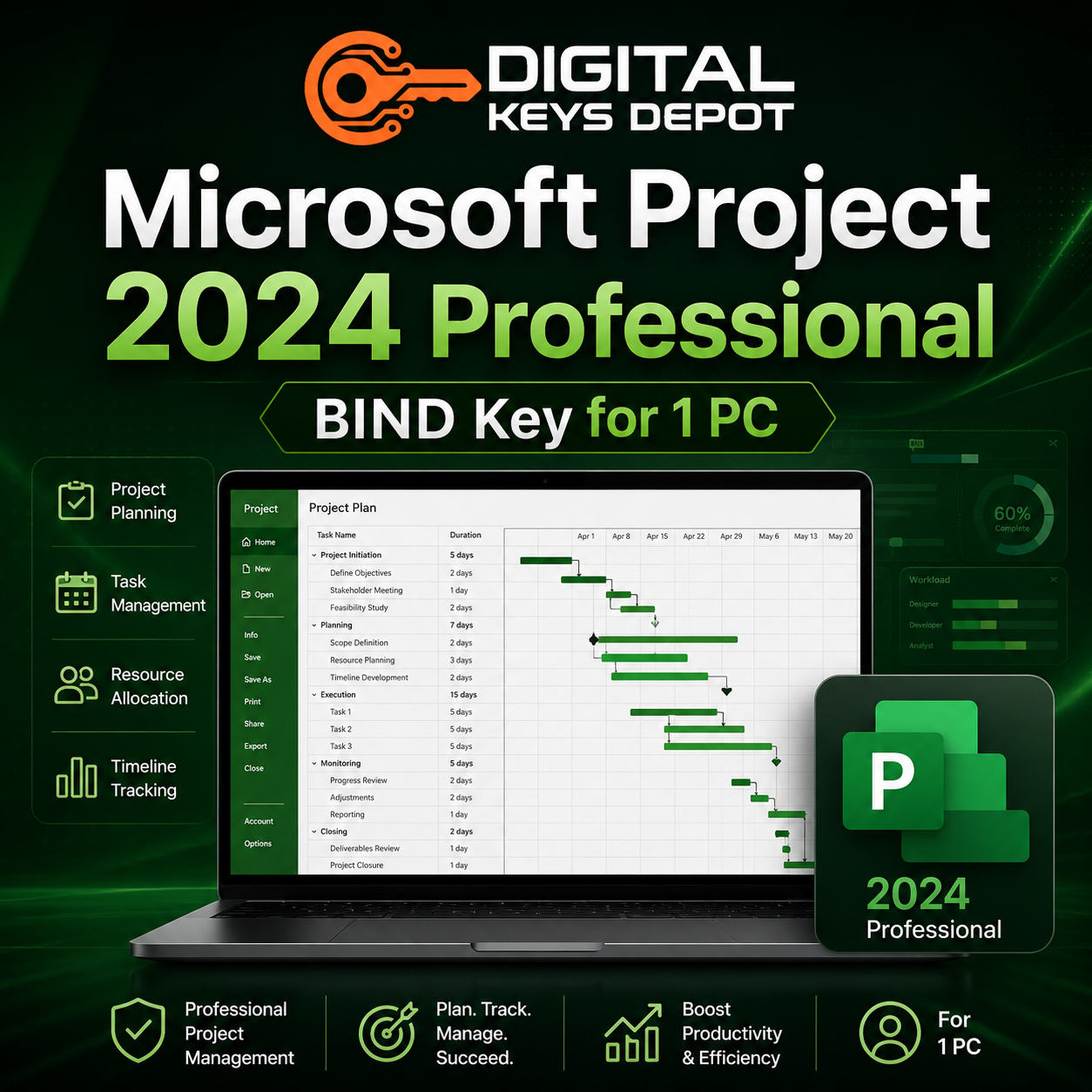 Microsoft Project 2024 Professional BIND Key for 1 PC