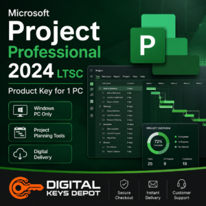 Microsoft Project Professional 2024 LTSC Product Key telephone activation for 1 Windows PC