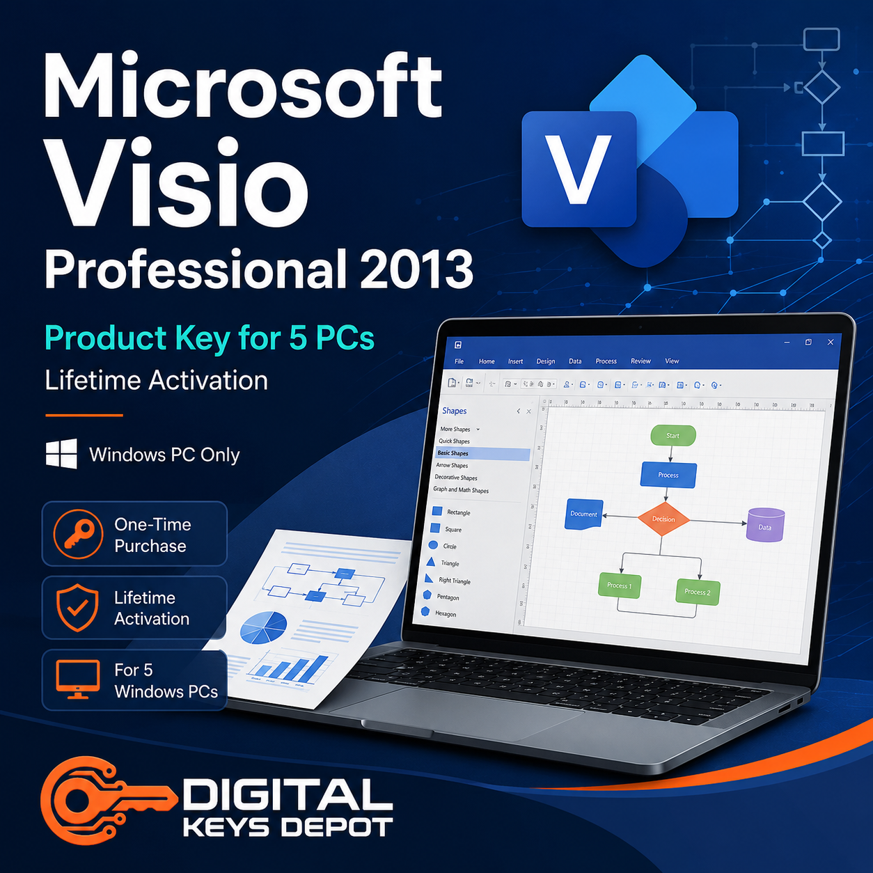Microsoft Visio Professional 2013 Product Key for 5 Windows PCs