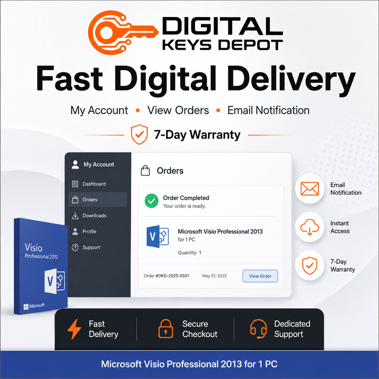 Microsoft Visio Professional 2013 for 1 PC digital delivery and 7-day replacement warranty