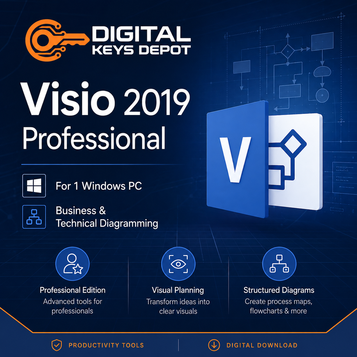Microsoft Visio Professional 2019 visual documentation software for 1 Windows PC Microsoft Visio Professional 2019 visual documentation software for 1 Windows PC