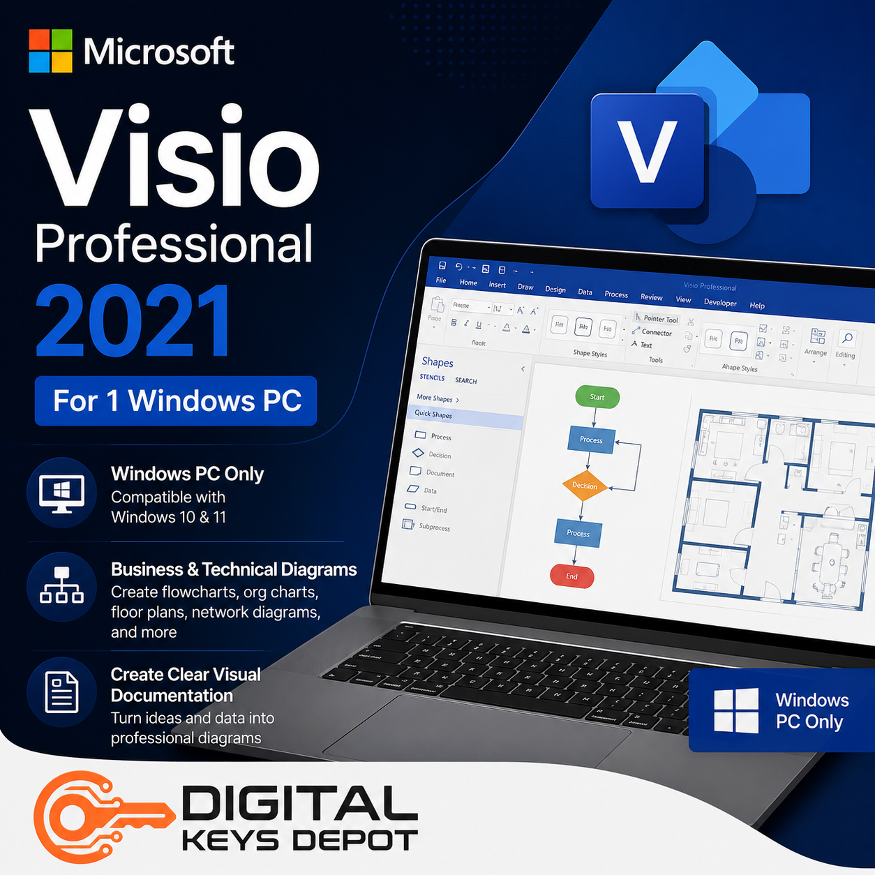Microsoft Visio Professional 2021 visual documentation software for 1 Windows PC Microsoft Visio Professional 2021 visual documentation software for 1 Windows PC
