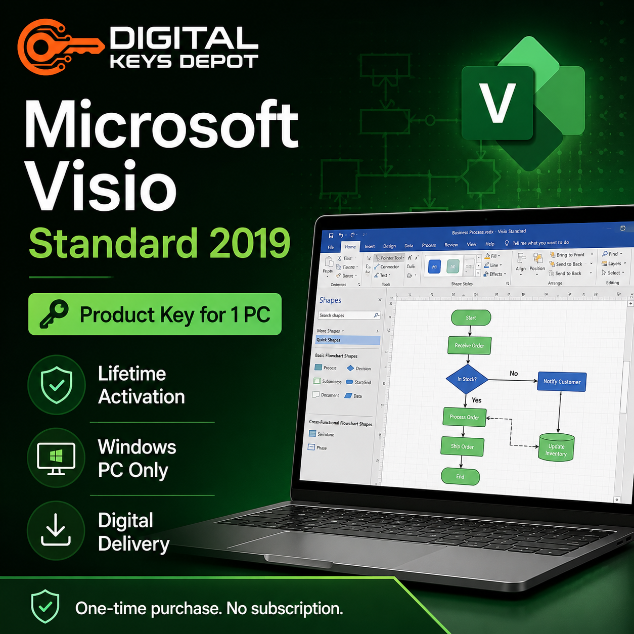 Microsoft Visio Standard 2019 Product Key for 1 Windows PC