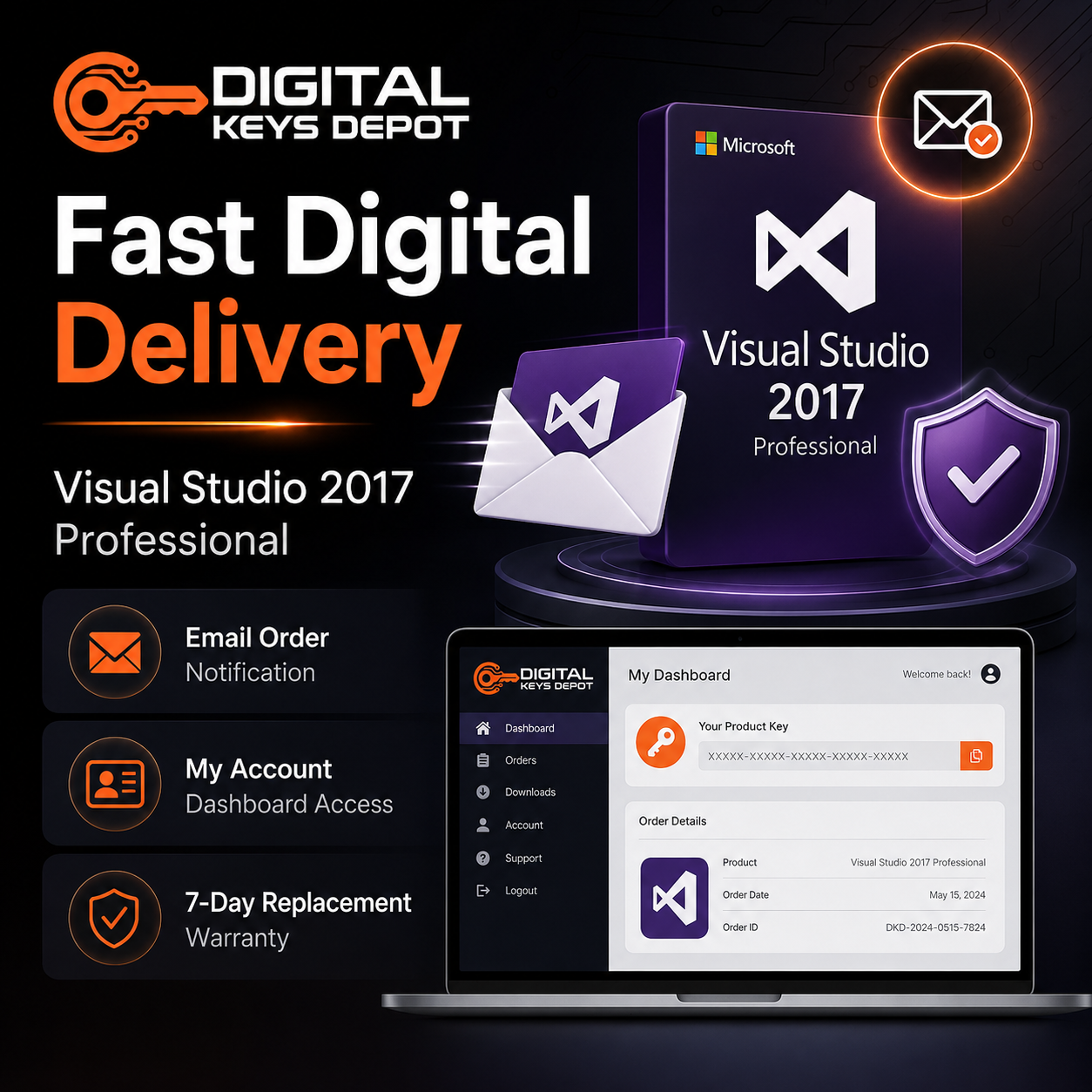 Microsoft Visual Studio 2017 Professional for 5 PCs digital delivery and 7-day replacement warranty Microsoft Visual Studio 2017 Professional for 5 PCs digital delivery and 7-day replacement warranty