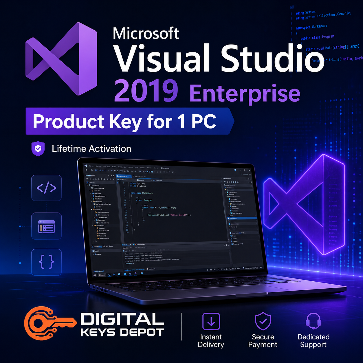 Microsoft Visual Studio 2019 Enterprise Product Key for 1 PC