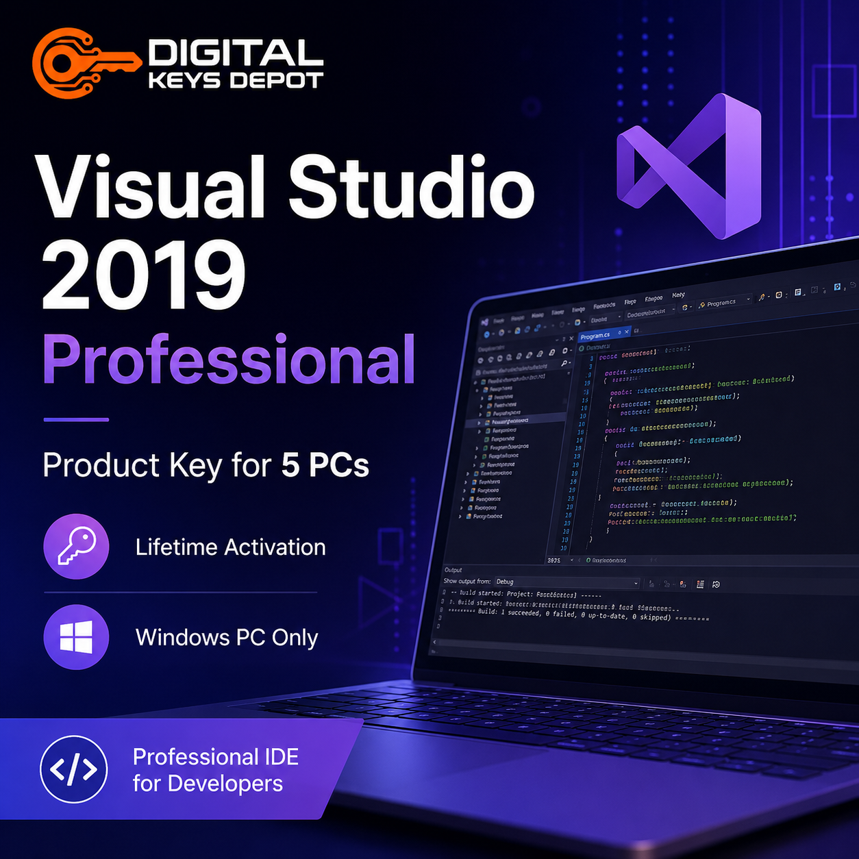 Microsoft Visual Studio 2019 Professional Product Key for 5 Windows PCs
