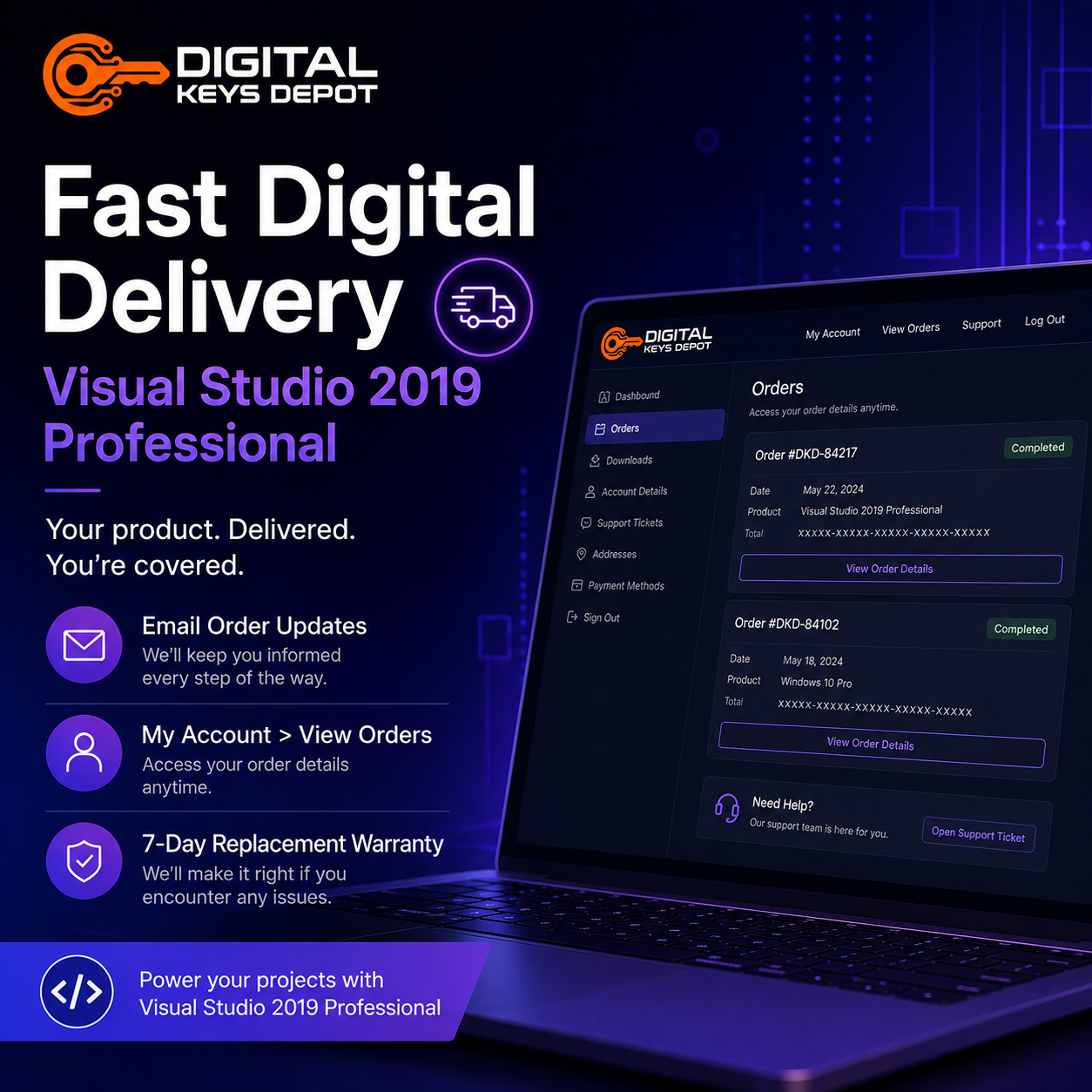 Microsoft Visual Studio 2019 Professional for 5 PCs digital delivery and 7-day replacement warranty