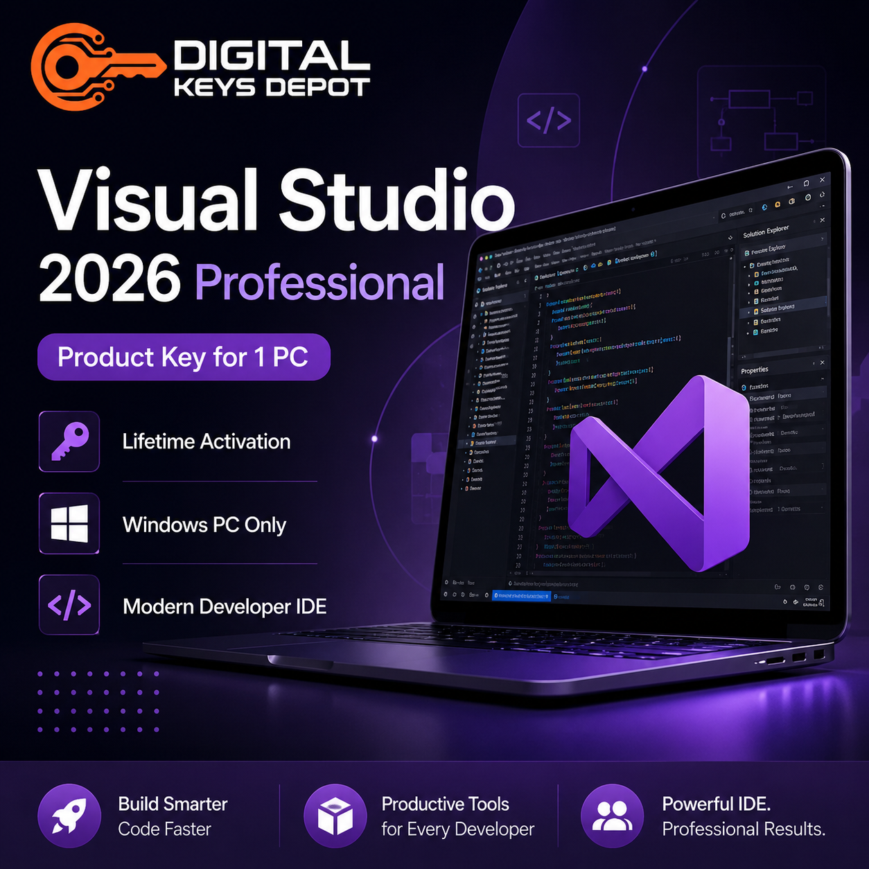Microsoft Visual Studio 2026 Professional Product Key for 1 Windows PC