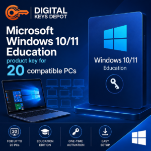 Microsoft Windows 10/11 Education product key for 20 compatible PCs