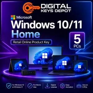Microsoft Windows 10/11 Home Retail Online product key for Windows 10 or Windows 11