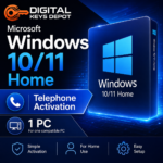 Microsoft Windows 10/11 Telephone Activation Key for one compatible PC