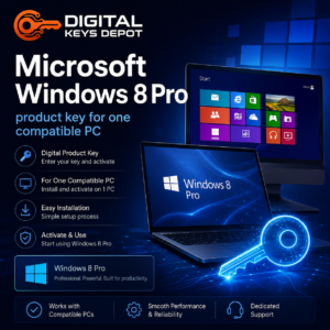 Microsoft Windows 8 Pro product key for one compatible PC