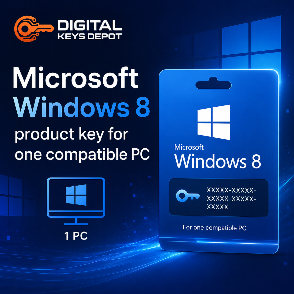 Microsoft Windows 8 product key for one compatible PC