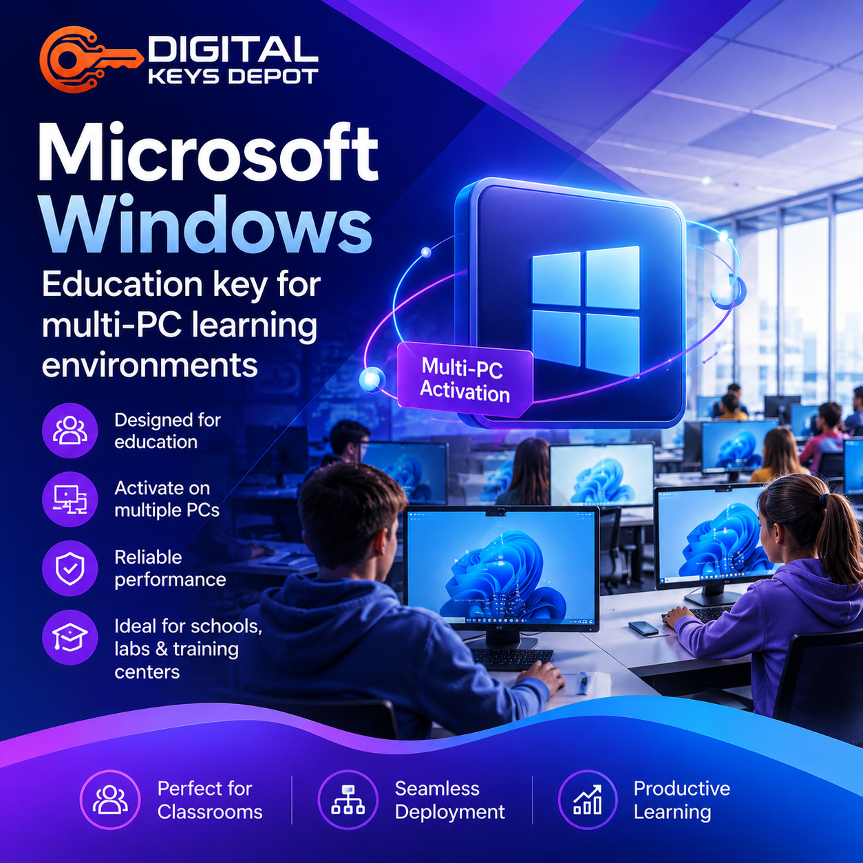 Microsoft Windows Education key for multi-PC learning environments