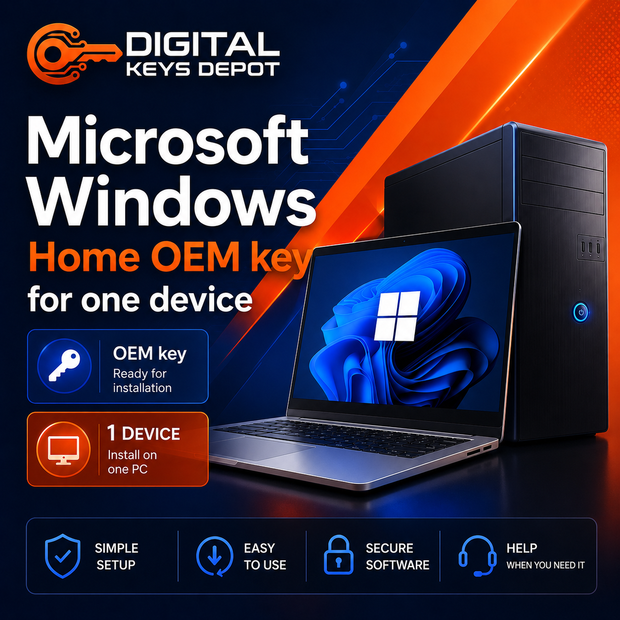 Microsoft Windows Home OEM key for one device