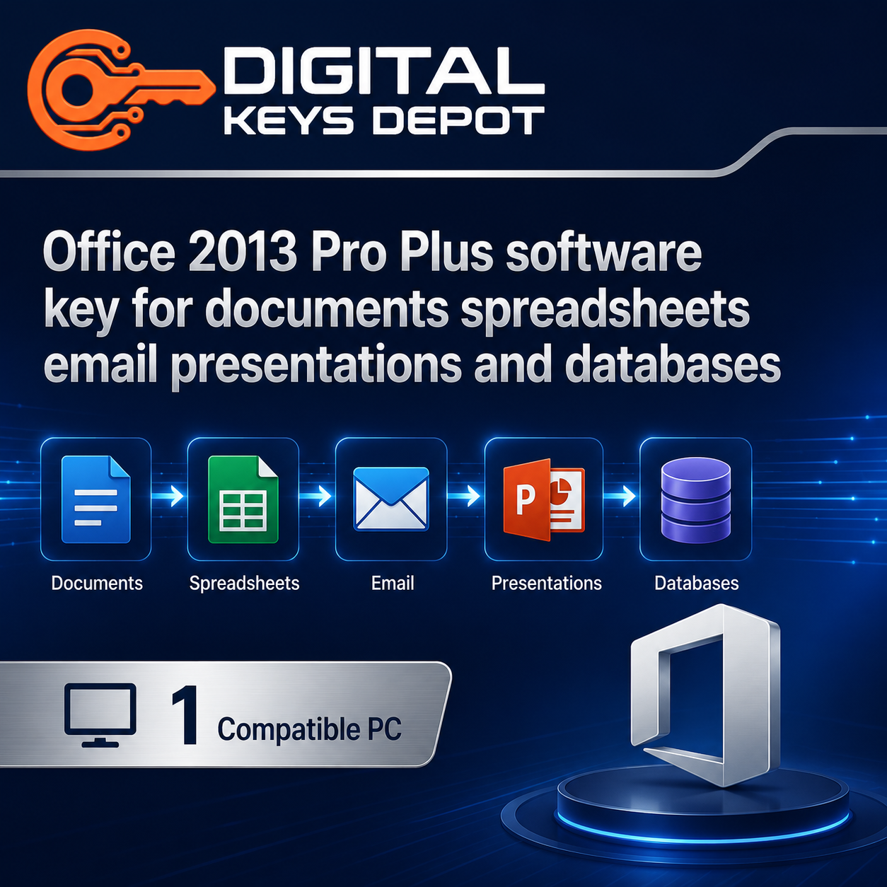 Office 2013 Pro Plus software key for documents spreadsheets email presentations and databases