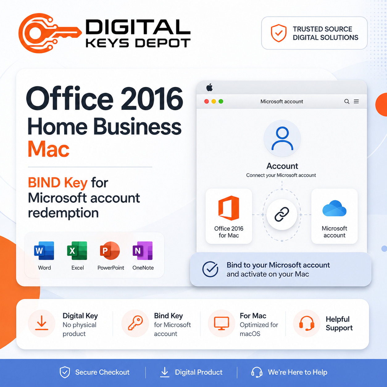 Office 2016 Home Business Mac BIND Key for Microsoft account redemption