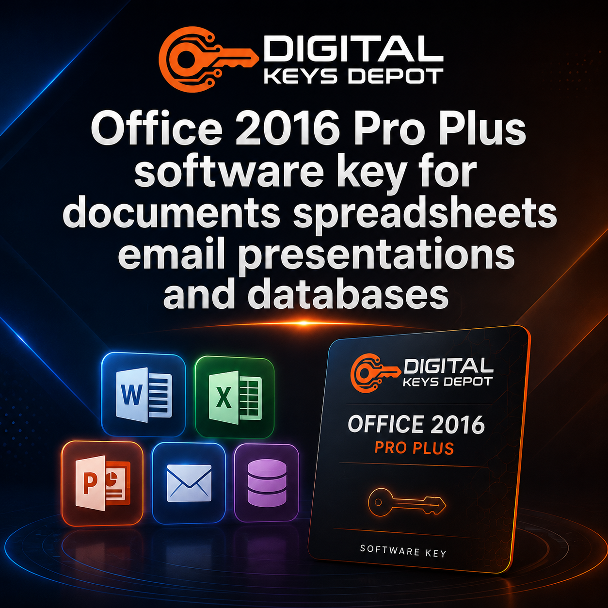 Office 2016 Pro Plus software key for documents spreadsheets email presentations and databases (Telephone Activation)