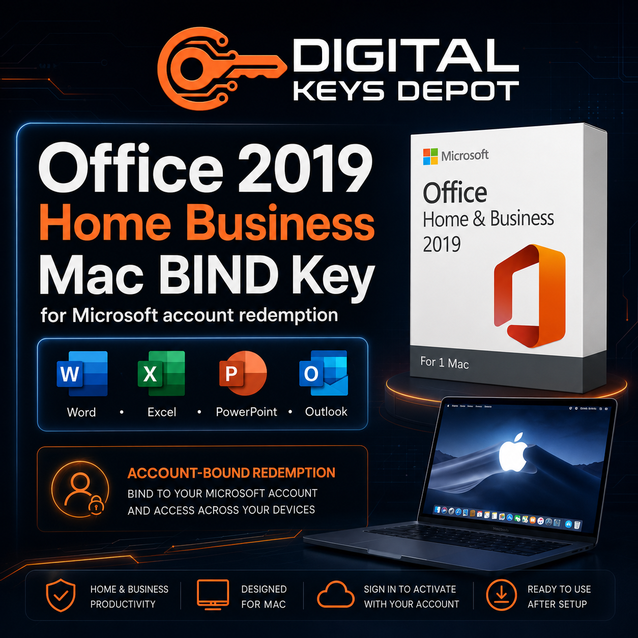 Office 2019 Home Business Mac BIND Key for Microsoft account redemption