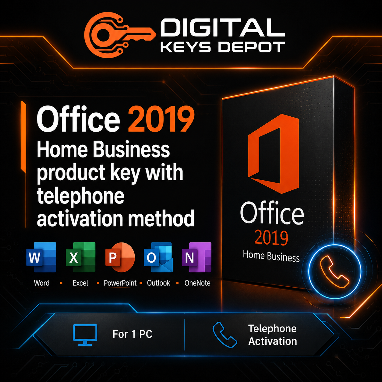 Office 2019 Home Business product key with telephone activation method