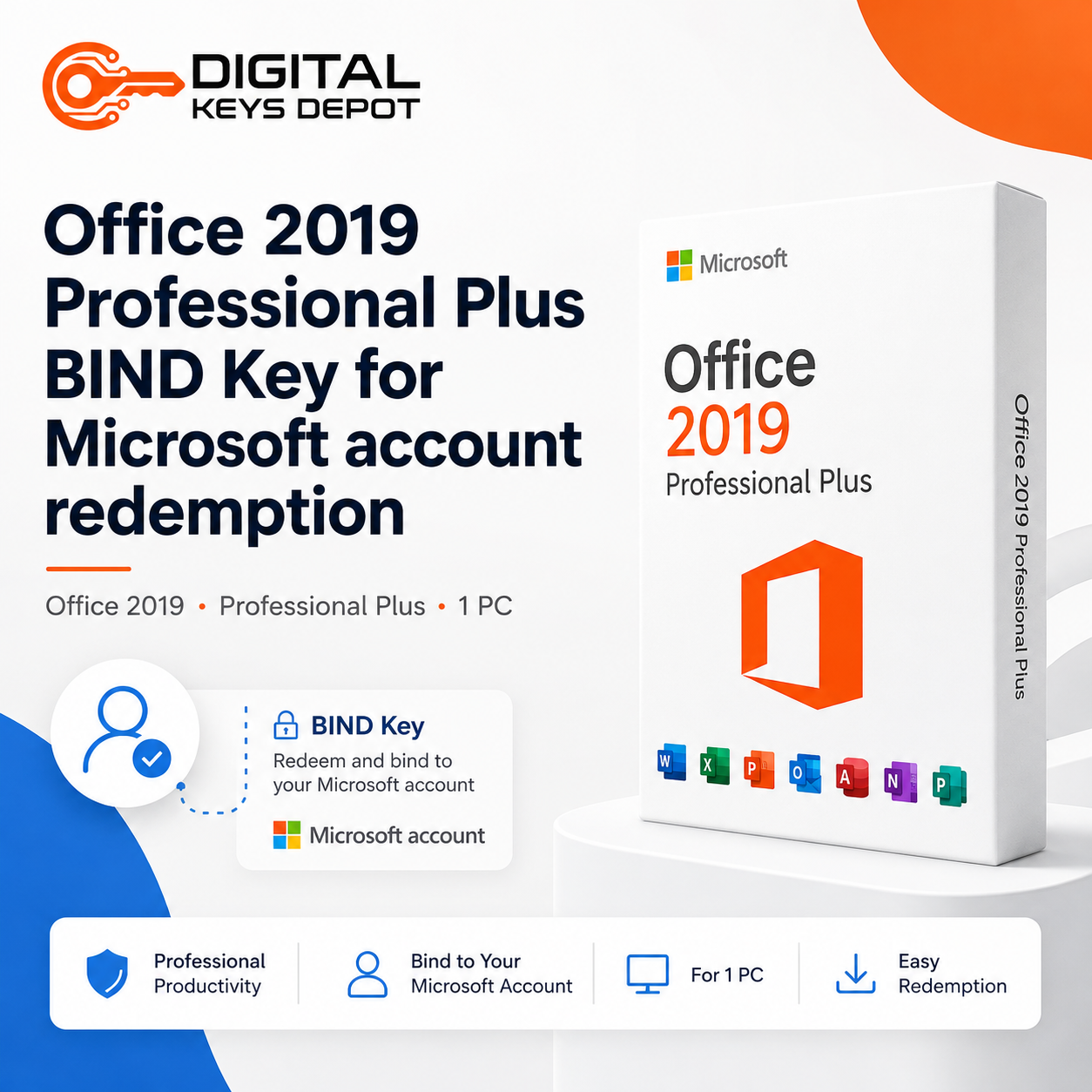 Office 2019 Professional Plus BIND Key for Microsoft account redemption