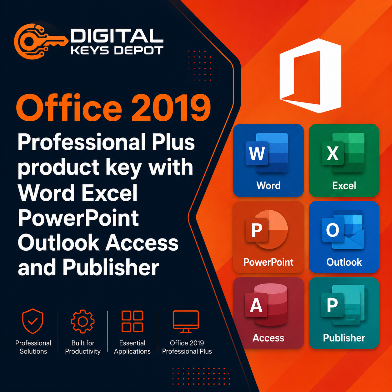 Office 2019 Professional Plus product key with Word Excel PowerPoint Outlook Access and Publisher (1 PC)