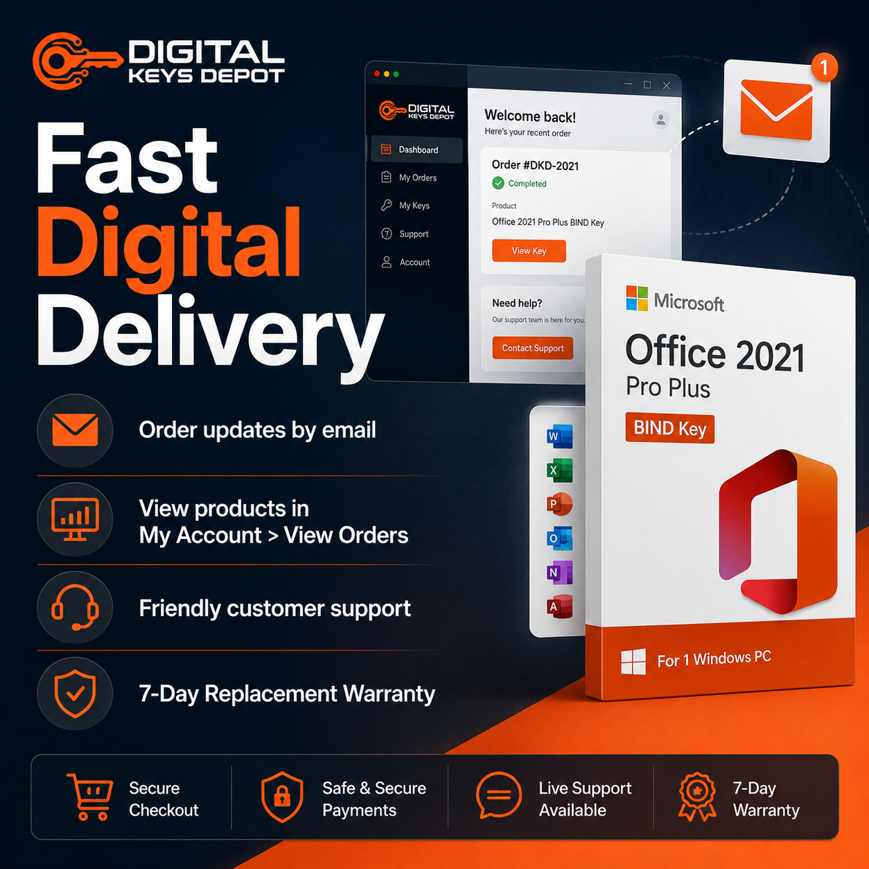 Office 2021 Pro Plus BIND Key with fast digital delivery and customer support