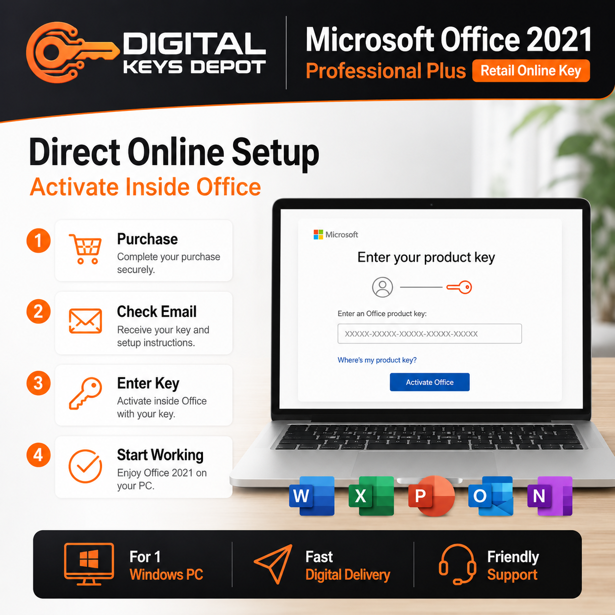 Office 2021 Pro Plus - direct activation inside Office installation