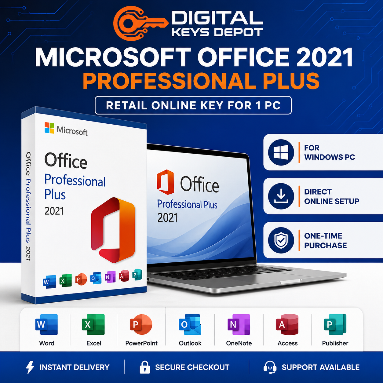 Office 2021 Professional Plus Retail Online Key (1 Windows PC)