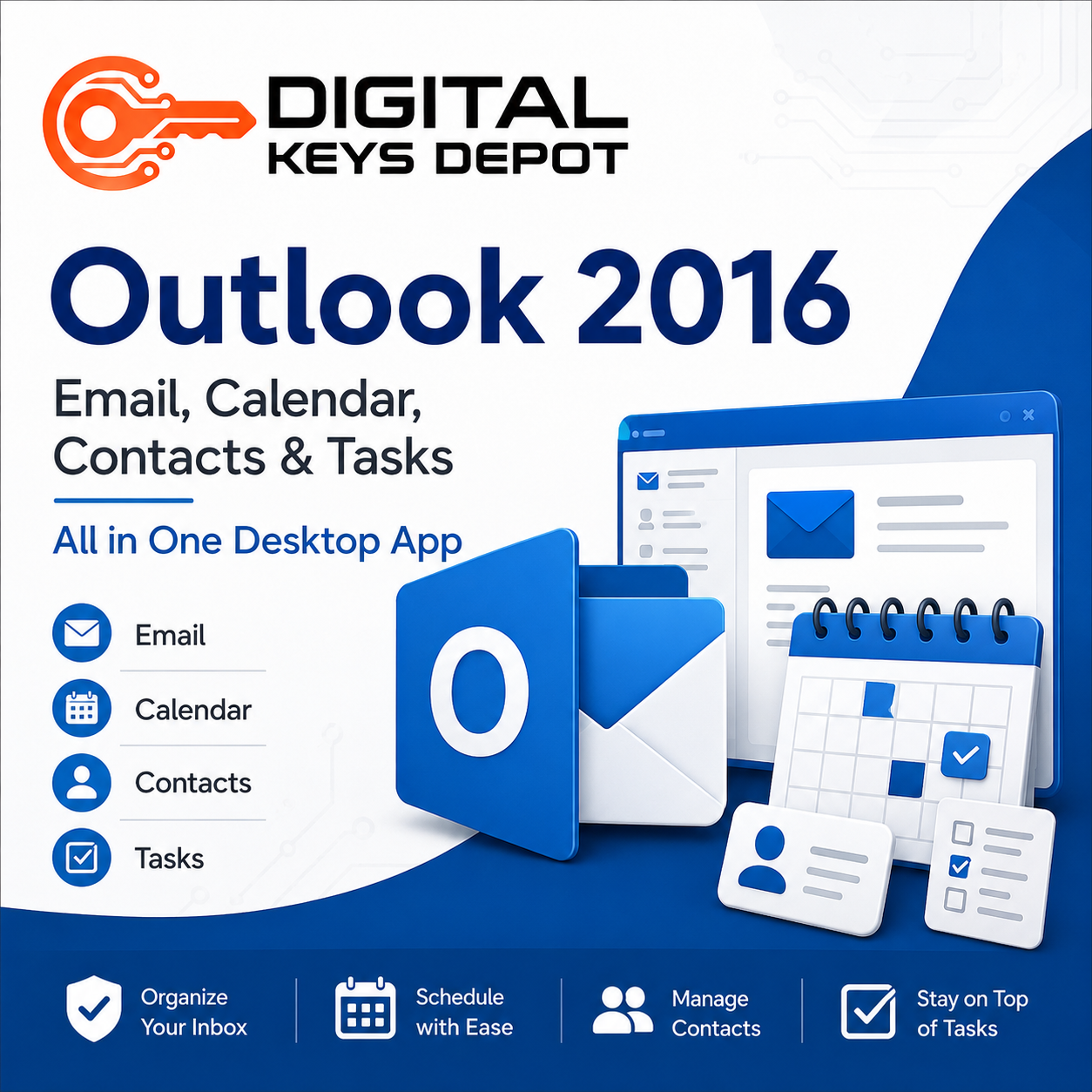 Outlook 2016 for 1 PC email calendar contacts and tasks desktop app